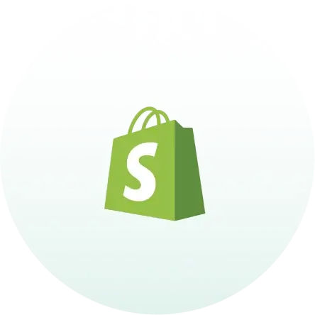 Shopify logo with a green shopping bag icon and the letter 'S' on it.