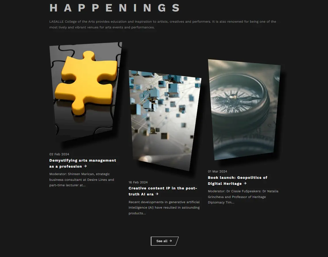 A Screenshot of the LASALLE website showcases the featured blog session.